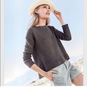 J. Crew Textured Linen Beach Sweater Warm Coal Large